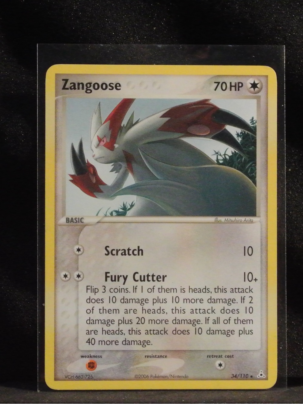 Pokemon Zangoose Trading Card – White and Red
